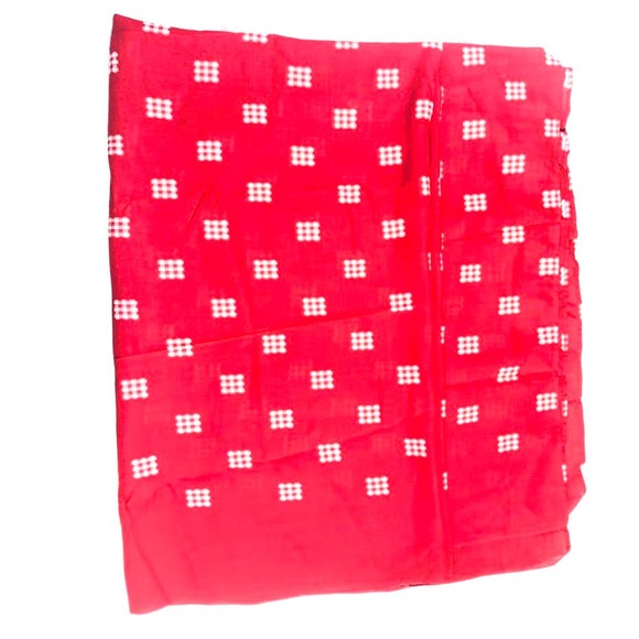 Tablecloth Vintage Checker Gingham patch embroidered Red Linen Farmhouse large